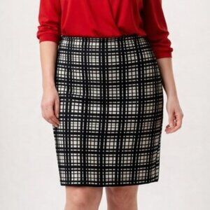 Dallia Collection Womens Skirt Size 14 Black White Wool Pencil Straight Lined